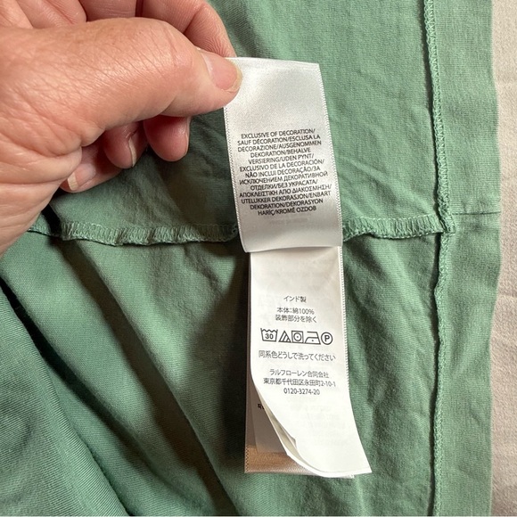 Ralph Lauren Green Tee with Plaid Logo - Picture 9 of 11